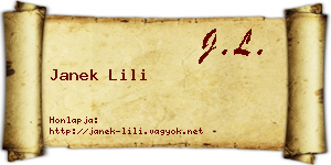 Janek Lili névjegykártya